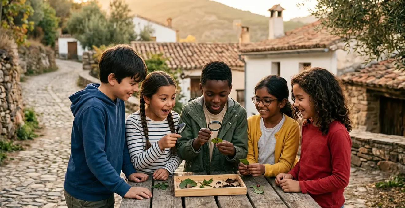 Niños aprendiendo mediante experiencias educativas fuera del entorno escolar tradicional