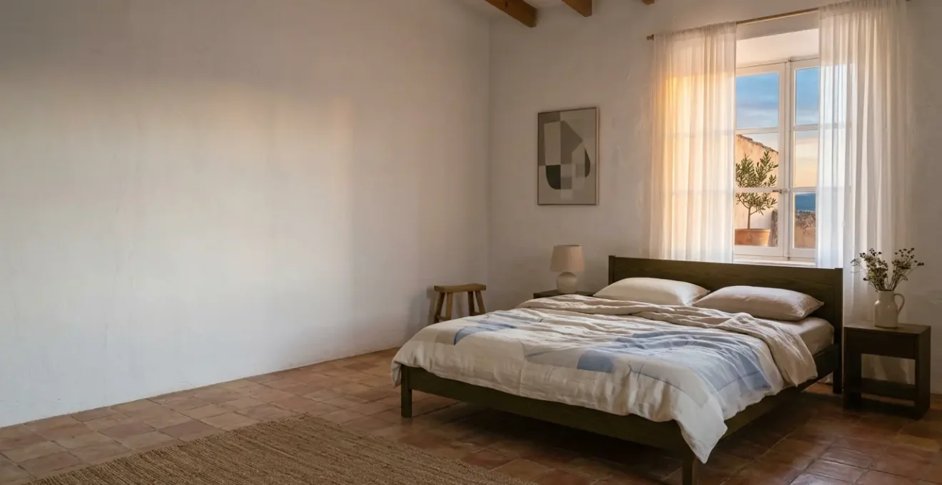 Ambiente tranquilo de dormitorio infantil con luz tenue al atardecer que simboliza las rutinas de sueño saludables para niños