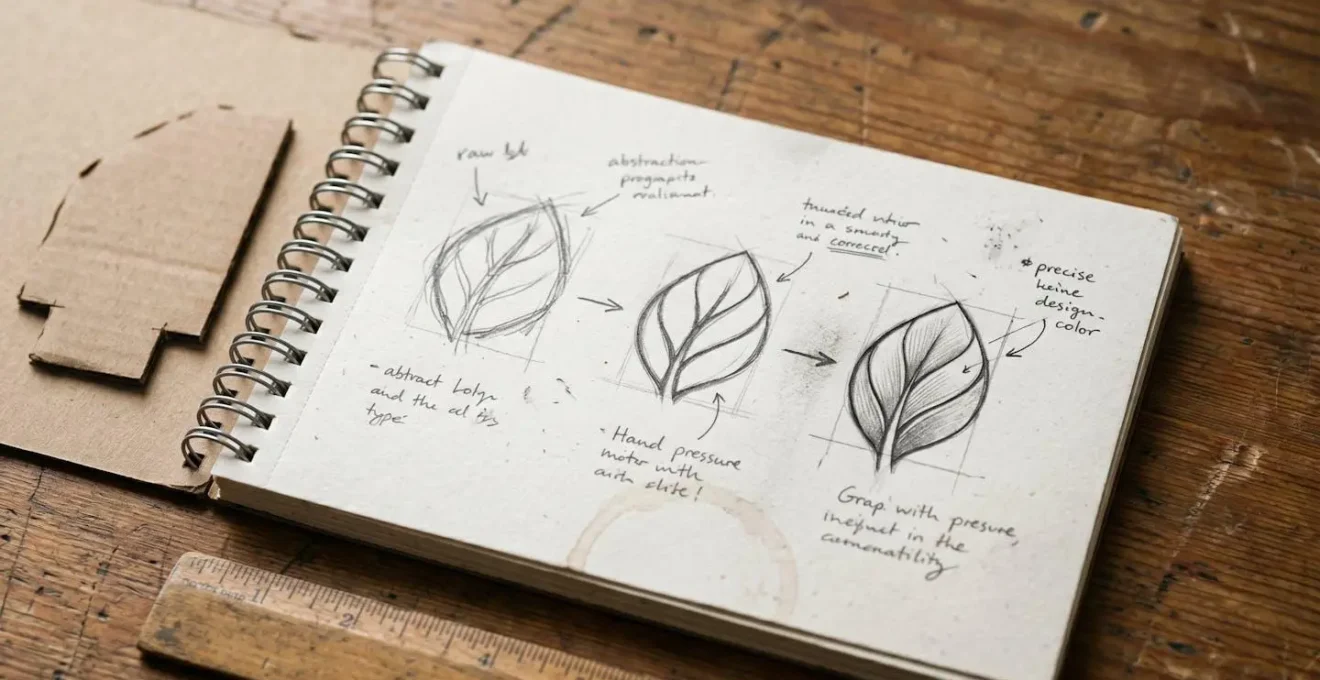 Cuaderno de iteración mostrando evolución de prototipo con anotaciones de mejoras y aprendizajes