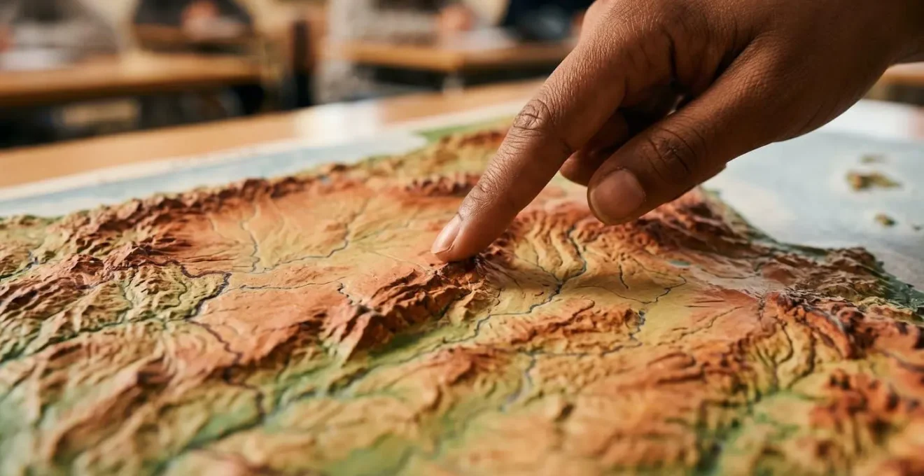 Mapa físico en relieve de España como herramienta pedagógica tangible para enseñanza multidisciplinar en el aula