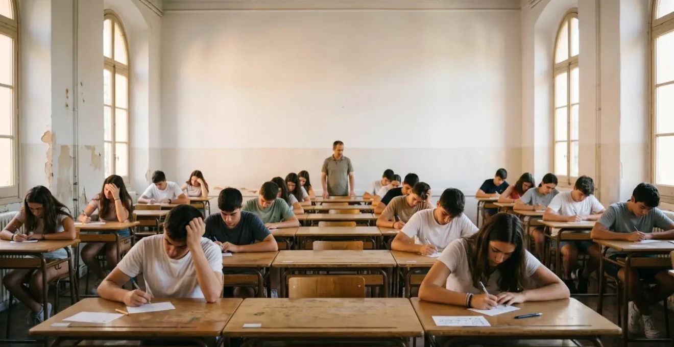 Manos de estudiante escribiendo reflexión final en papel